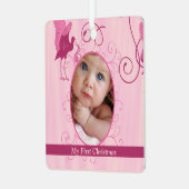 Baby Girl Tiny T-Shirt Foto Ornament mit Geburtsst (Vorderseite links)