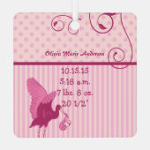 Baby Girl Tiny T-Shirt Foto Ornament mit Geburtsst (Rückseite)