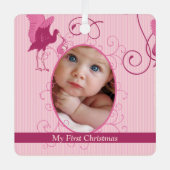 Baby Girl Tiny T-Shirt Foto Ornament mit Geburtsst (Vorderseite)