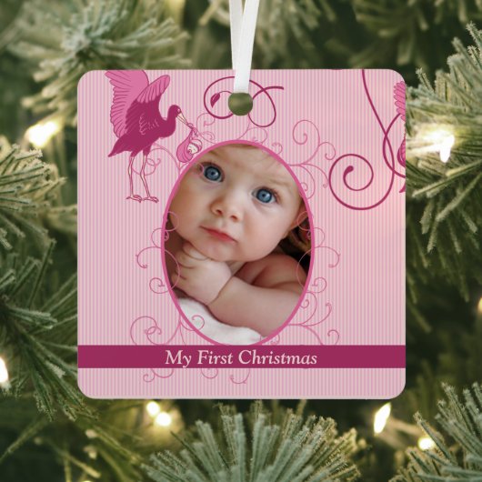 Baby Girl Tiny T-Shirt Foto Ornament mit Geburtsst (InSitu)