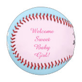 Baby Girl Triplet Pink Blue Birth Stats Baseball (Vorderseite Links)