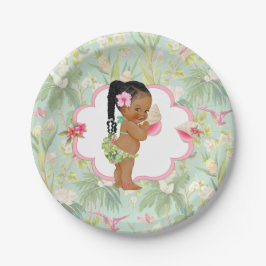 Baby Girl Tropical Hawaiian Luau Hibiskus Braids Pappteller