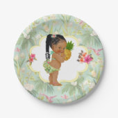 Baby Girl Tropical Hawaiian Luau Hibiskus Braids Pappteller (Vorderseite)