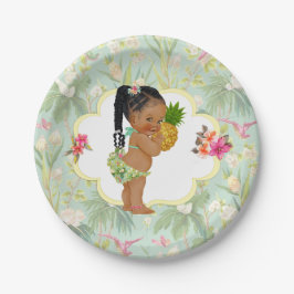 Baby Girl Tropical Hawaiian Luau Hibiskus Braids Pappteller