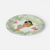 Baby Girl Tropical Hawaiian Luau Hibiskus Pappteller (Schrägansicht)
