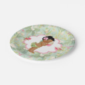 Baby Girl Tropical Hawaiian Luau Hibiskus Pappteller (Schrägansicht)