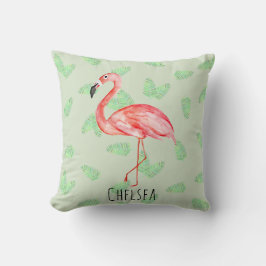 Baby Girl Tropical Pink Flamingo Name Kinderzimmer Kissen