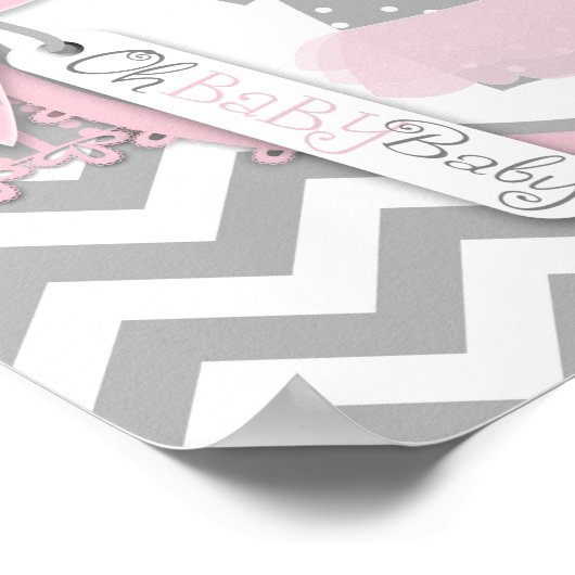 Baby Girl Tutu Zickzack Print Baby Duschbanner Poster (Ecke)