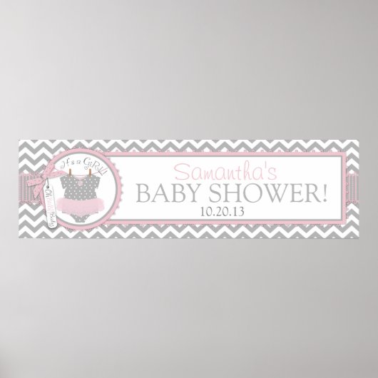 Baby Girl Tutu Zickzack Print Baby Duschbanner Poster (Vorne)