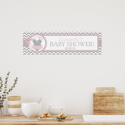 Baby Girl Tutu Zickzack Print Baby Duschbanner Poster (Küche)