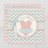 Baby Girl Tutu Zickzack Print Baby Dusche Einladung (Vorne/Hinten)