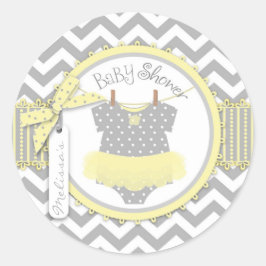 Baby Girl Tutu Zickzack Print Baby Dusche Runder Aufkleber