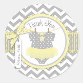 Baby Girl Tutu Zickzack Print Dankeschön Label Runder Aufkleber