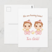 Baby Girl Twins Ankündigung Postkarte (Vorne/Hinten)