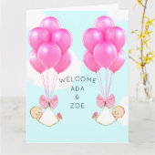 Baby Girl Twins Karte (Gelbe Blume)