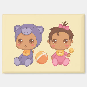 Baby Girl Twins Lila Bear Jumpsuit Magnet