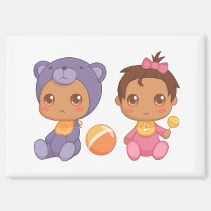 Baby Girl Twins Lila Bear Jumpsuit Magnet