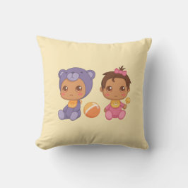 Baby Girl Twins Lila Bear Jumpsuit on Yellow Ths Kissen