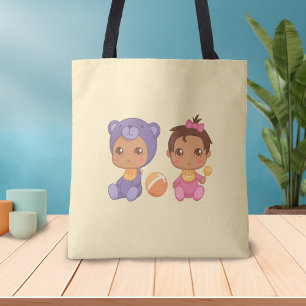 Baby Girl Twins Lila Bear Jumpsuit Tasche