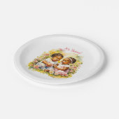 Baby Girl Twins of Color Baby Shower Pappteller (Schrägansicht)