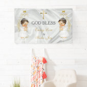 Baby Girl Twins Taufe Christening Gold Banner (Insitu)
