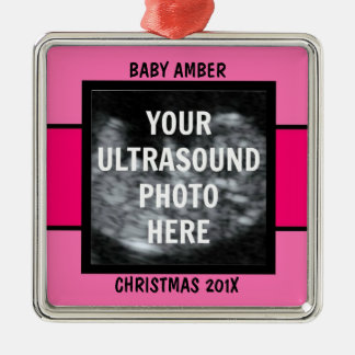 Baby Girl Ultrasound Fotovorlage Silbernes Ornament
