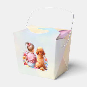Baby Girl und Apricot Poodle Geschenkschachtel