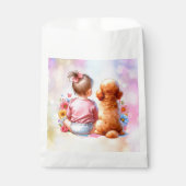 Baby Girl und Apricot Poodle Geschenktütchen (Vorderseite)