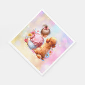 Baby Girl und Apricot Poodle Serviette (Ecke)
