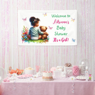 Baby Girl und ihr Teddy Bear   Mädchendusche Banner