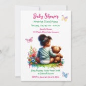 Baby Girl und ihr Teddy Bear | Mädchendusche Einladung (Vorderseite)