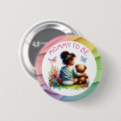 Baby Girl und ihr Teddy Bear | MAMA Button (Vorne & Hinten)