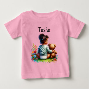 Baby Girl und ihr Teddy Bear PERSONALISIERT T-shirt