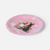 Baby Girl und ihr Welpe | Babyparty Pappteller (Schrägansicht)