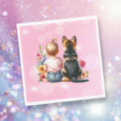 Baby Girl und ihr Welpe | Babyparty Serviette