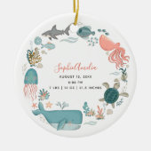 Baby Girl Under Sea Birth Stats Keepake Keramik Ornament (Vorne)