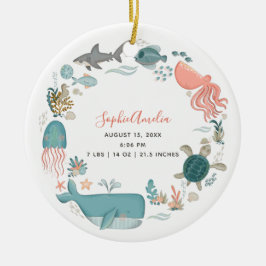 Baby Girl Under Sea Birth Stats Keepake Keramik Ornament