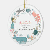 Baby Girl Under Sea Birth Stats Keepake Keramik Ornament (Links)