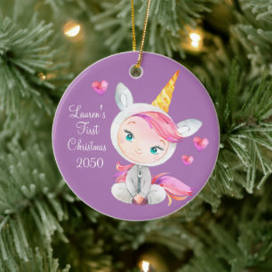 Baby Girl Unicorn Erstes Weihnachtsfest Keramik Ornament