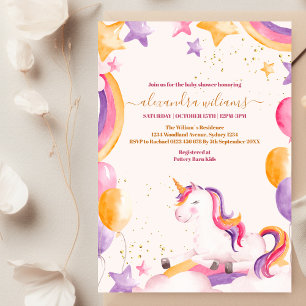 Baby Girl Unicorn Gold Glitzer Baby Shower Einladung