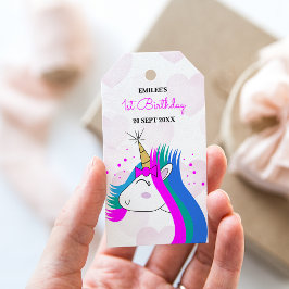 Baby Girl Unicorns und rosa Herzen Geschenkanhänger