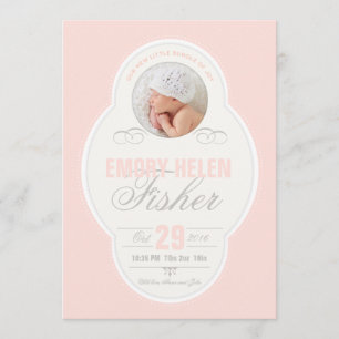 Baby Girl Vintag Frame Birth Announcement - Pink Ankündigung