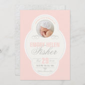 Baby Girl Vintag Frame Birth Announcement - Pink Ankündigung (Vorne/Hinten)