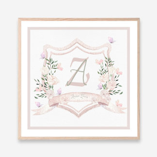 Baby Girl Wappen Monogram Print Poster