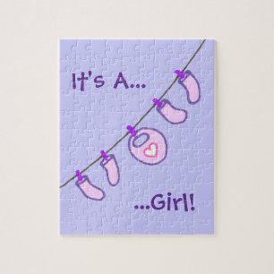 Baby Girl Wäsche Es ist ein Mädchen! Personalisier Puzzle