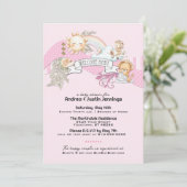 Baby Girl Watercolor Pink Babydusche Einladung (Stehend Vorderseite)