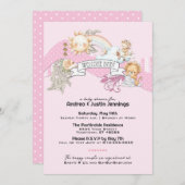 Baby Girl Watercolor Pink Babydusche Einladung (Vorne/Hinten)