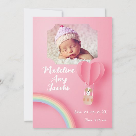 Baby Girl Welppy Geburtsdatum Foto Ankündigung (Vorderseite)