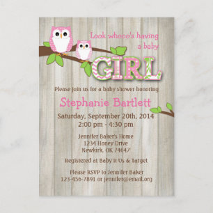 Baby Girl White Owl Dusche Postkarte