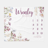 Baby Girl Wildblume Meilenstein Blanket, Lavendel Fleecedecke (Vorderseite (Horizontal))